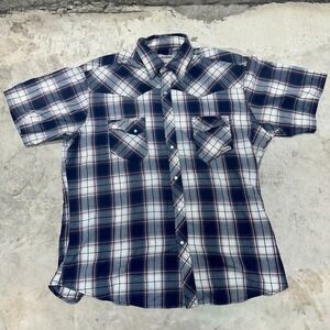 Wrangler XL‎ Plaid Snap Button Short Sleeve Western Shirt Men's